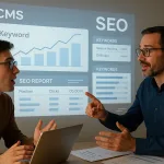 Студент с преподавателем обсуждают ключевые слова в CMS