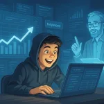 Подросток радуется росту трафика при обучении SEO