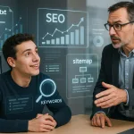 Стажёр изучает robots.txt и карту сайта вместе с наставником