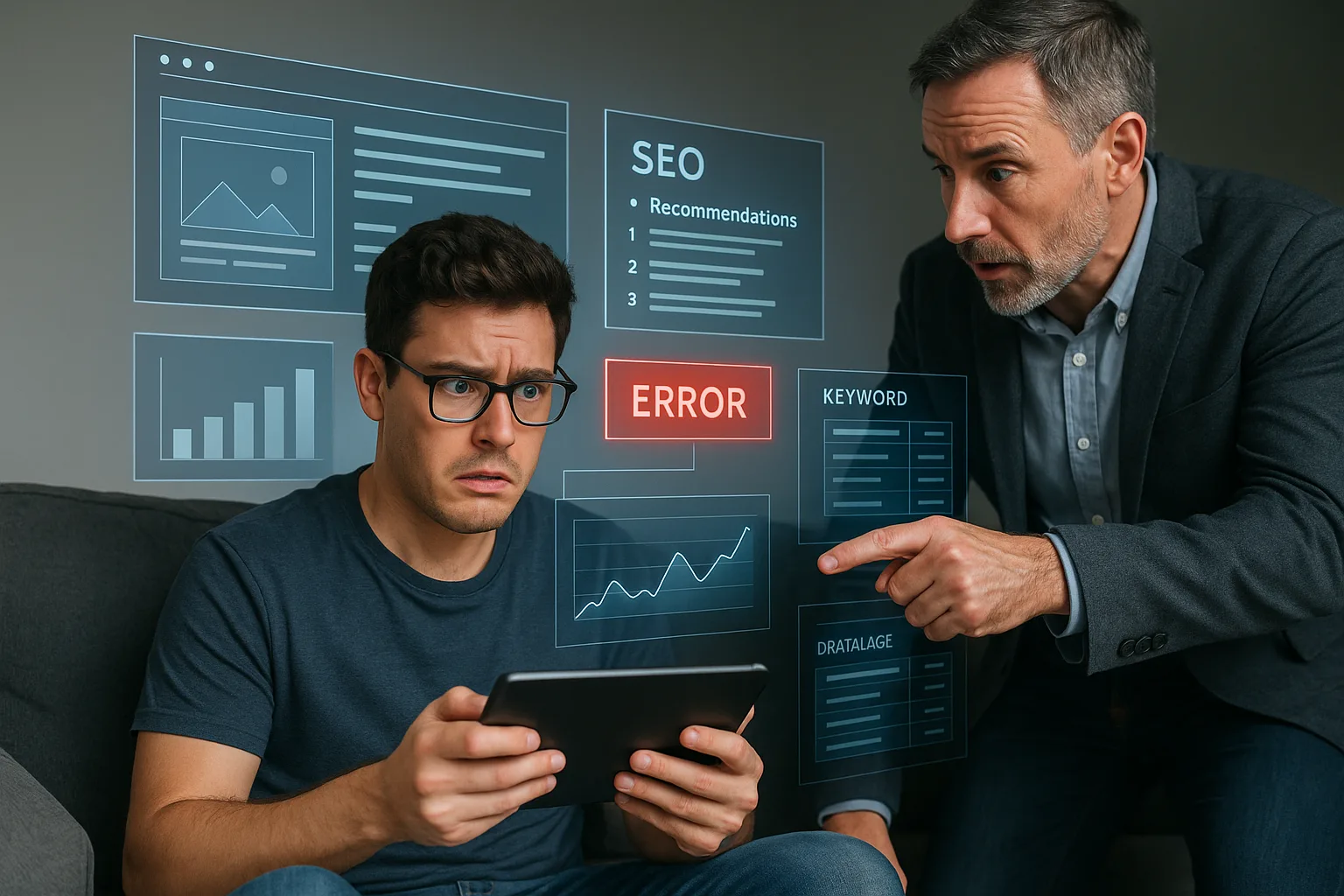 SEO-обучение на планшете с подсветкой структуры страницы