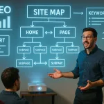 Преподаватель объясняет карту сайта на занятии по SEO